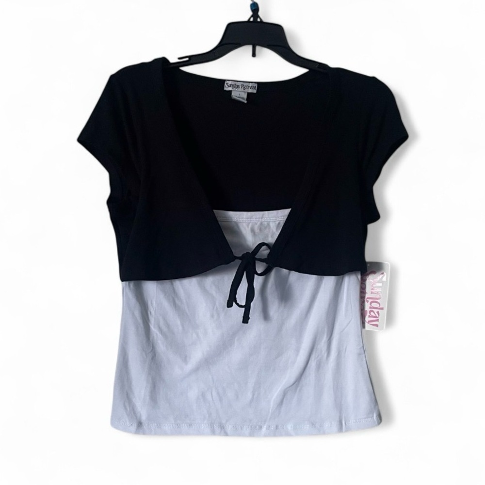 Sunday Retreat Black and White Crop Top